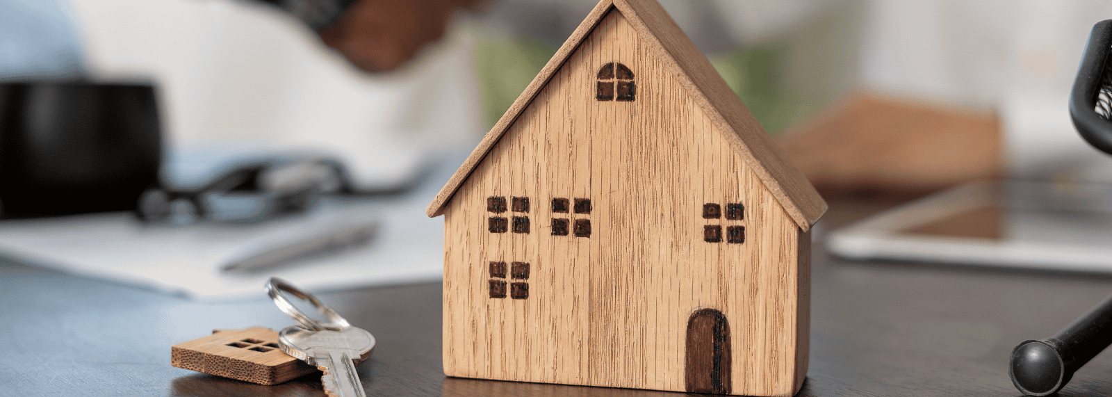 a wooden house on a table